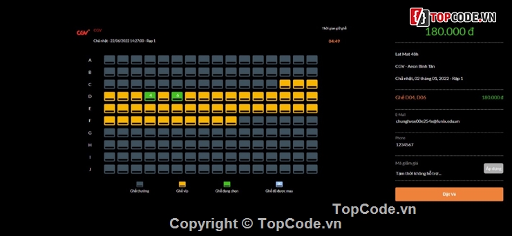 Đặt vé xem film,Đặt vé online,NodeJS